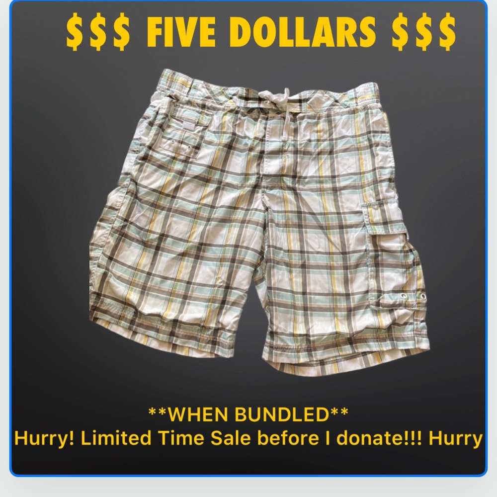 ✅$5.00 When BUNDLED!!!!!Plaid swim trunks